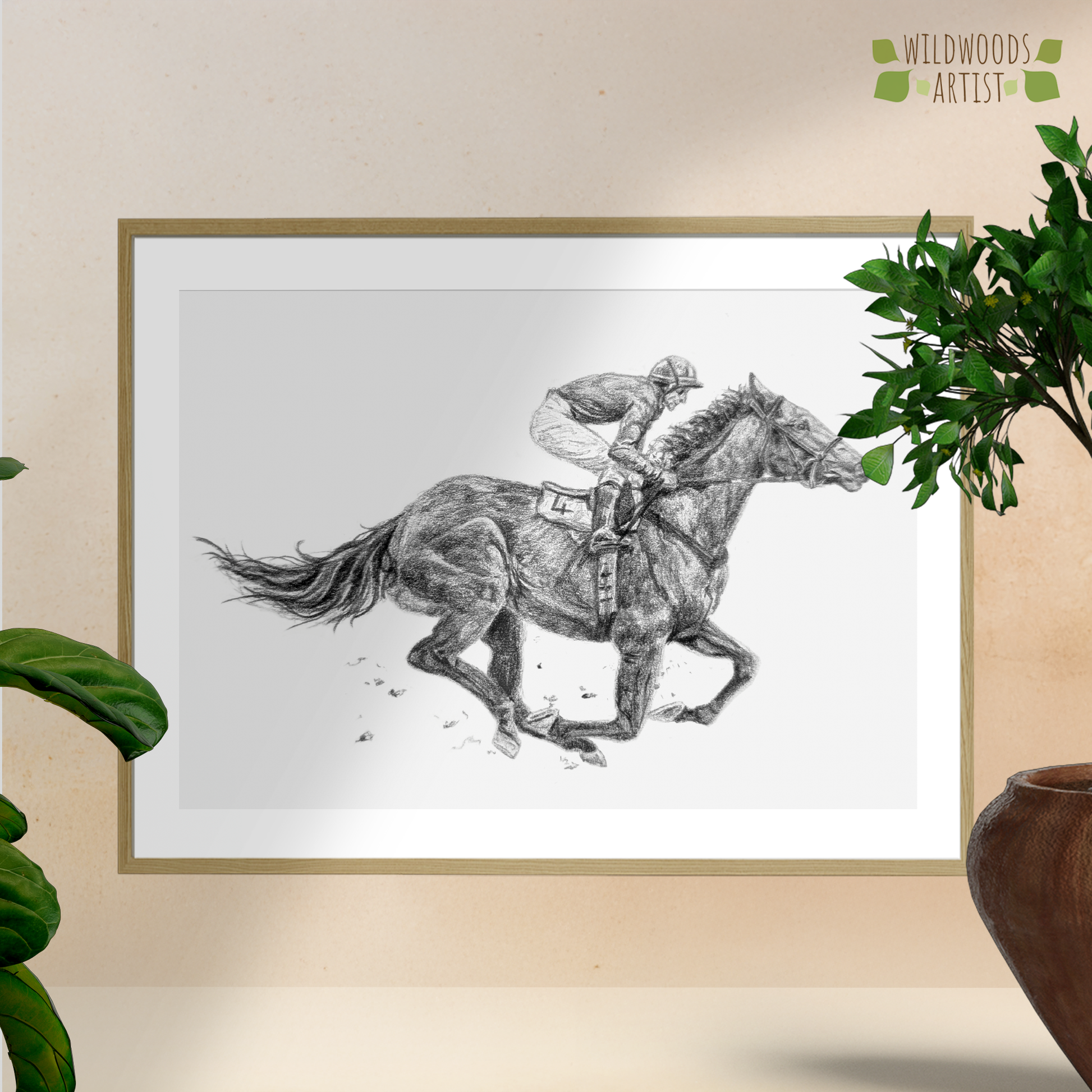 Newmarket horse race art print