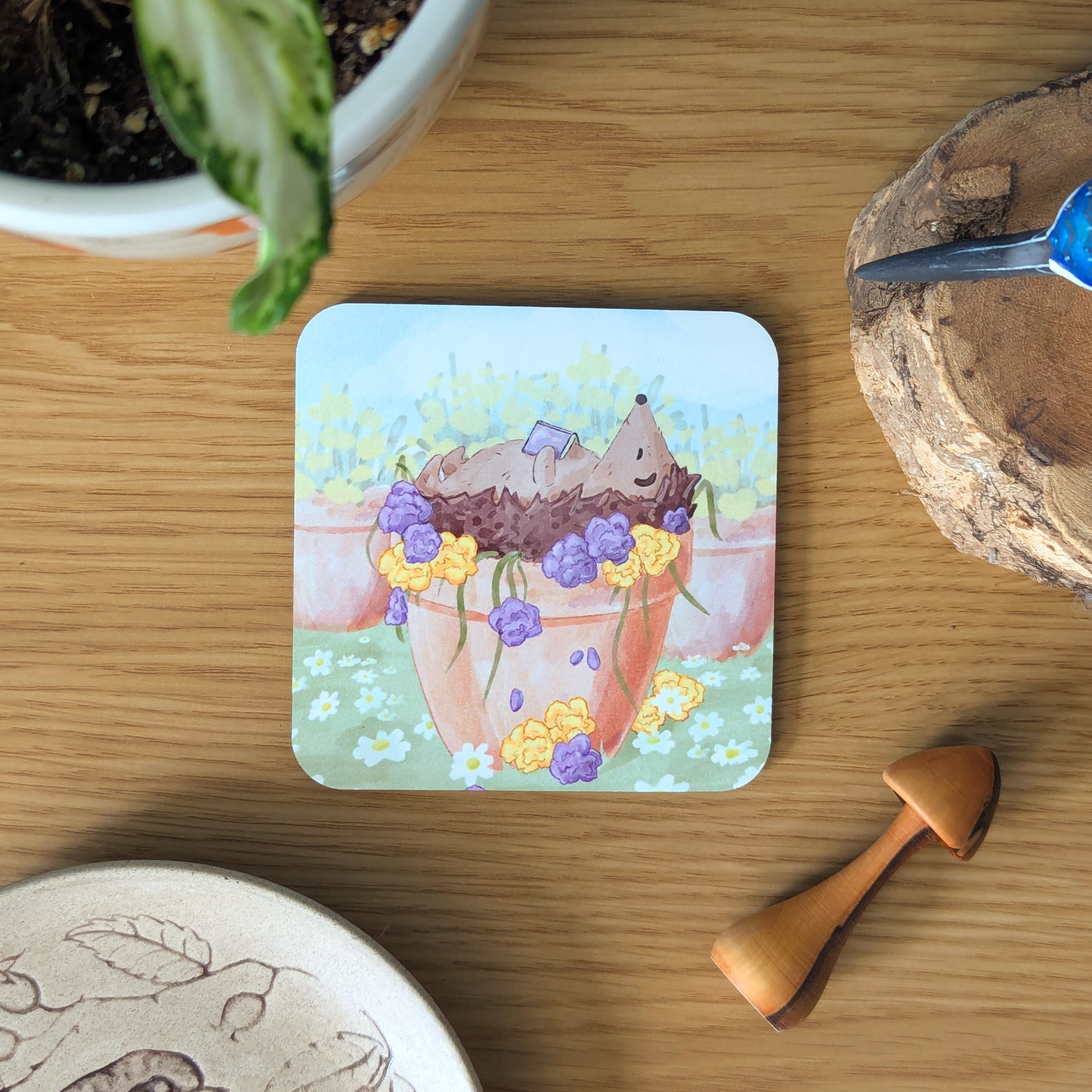 Hedgehog Gardener Coaster