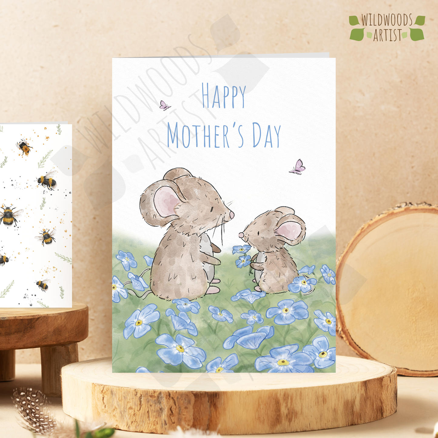 Forget Me Not and mice Mother's Day Card