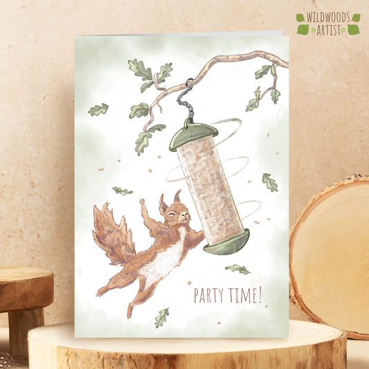 "Garden Party" - Red Squirrel Birthday Card