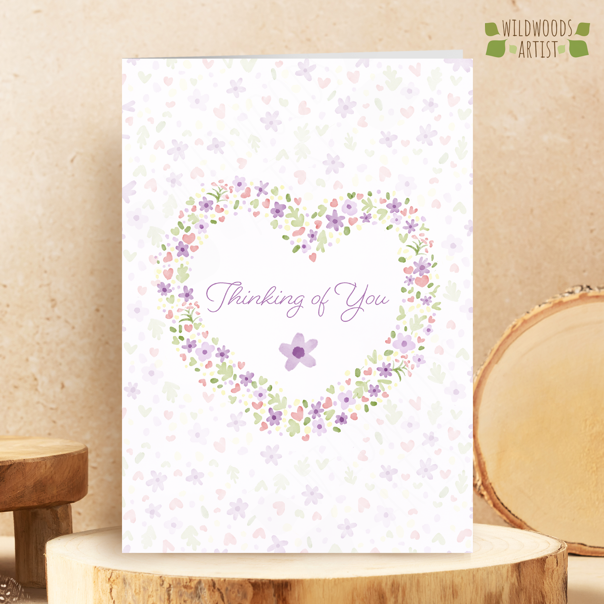 floral heart thinking of you card